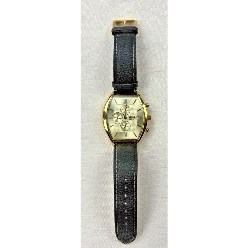 *NEW* MENS WILLIAM RAST STAINLESS STEEL CHRONOGRAPH WATCH W/3 LEATHER BANDS
